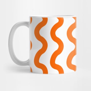 Orange vertical wavy curly lines pattern Mug